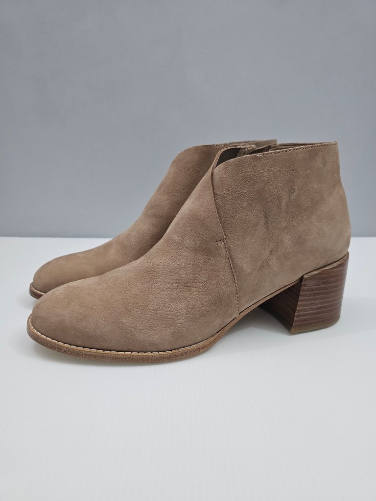 Eileen Fisher Melrose Ankle Bootie Womens 11 Earth Tan Nubuck Block Heel Boot